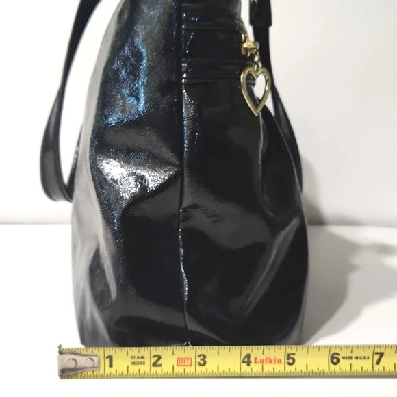 Coach F-20004 Daisy Liquid Gloss Black Patent Leather Shoulder Bag Tote Purse - Picture 11 of 16